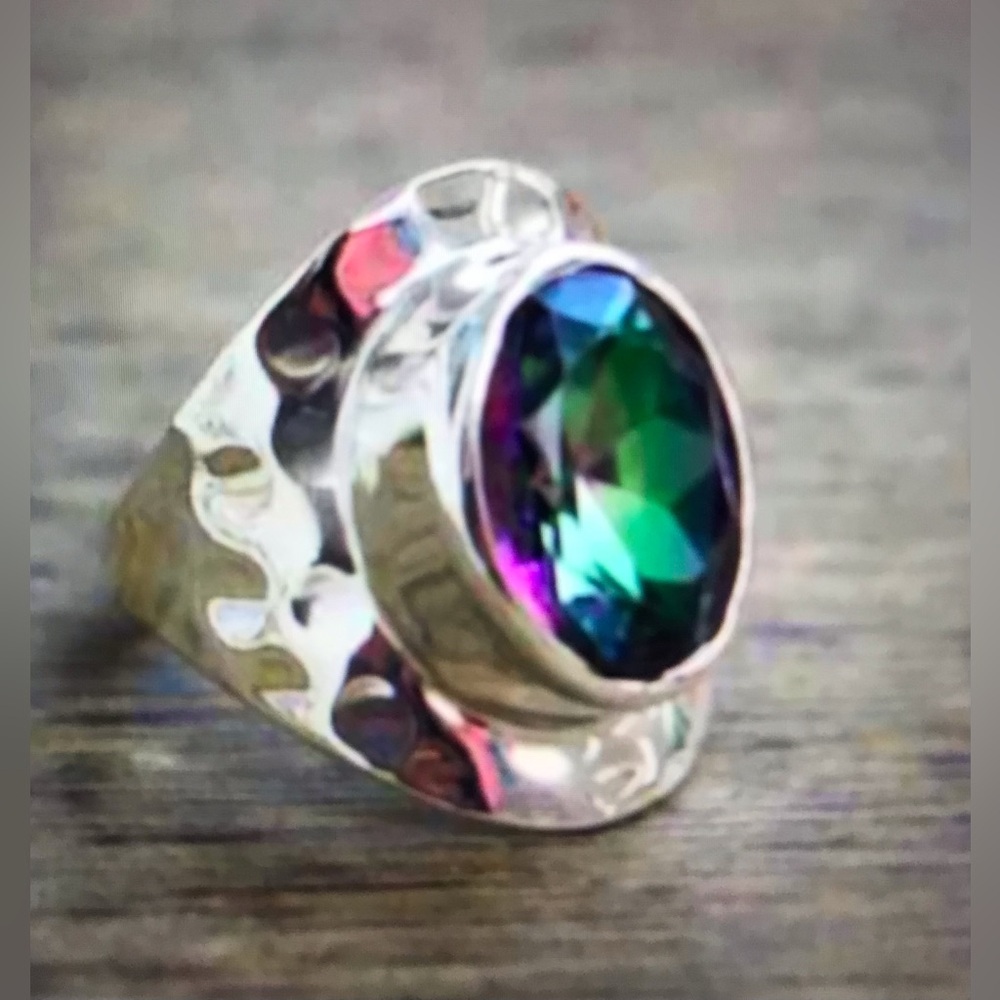 Mystic Topaz Stamped 925 Sterling Silver Ring